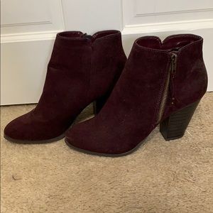 Maroon suede booties